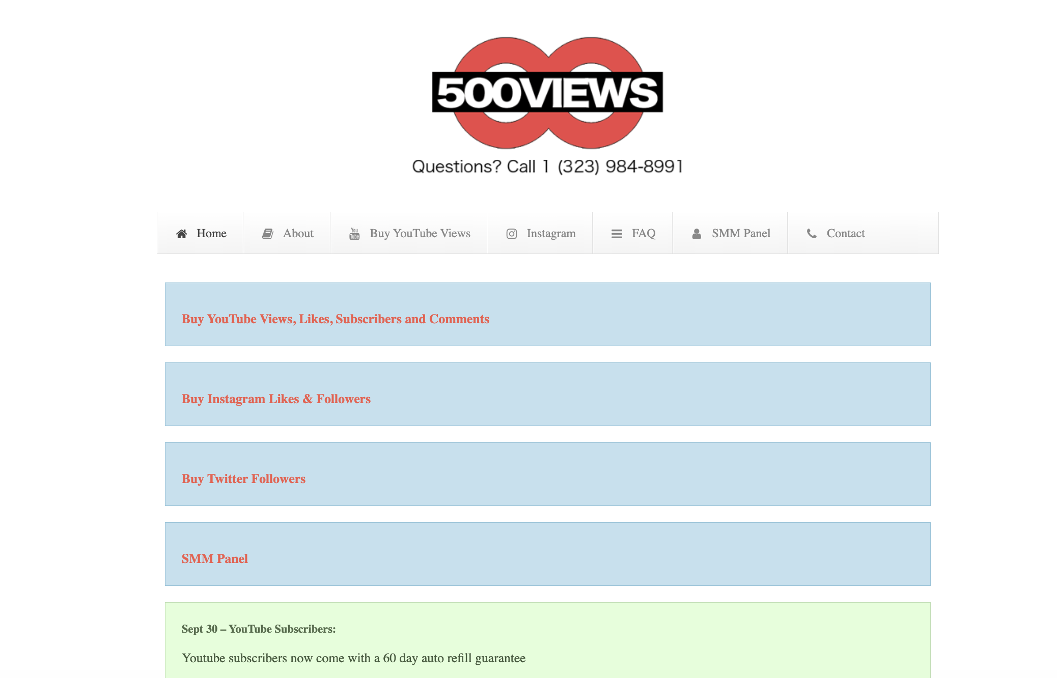 Later simplified layout of 500Views.com showing navigation changes, captured via Wayback Machine